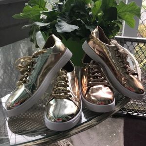 Bamboo Metallic Sneakers, Gold or Rose